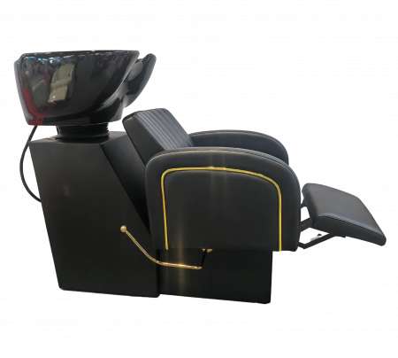 Set mobilier frizerie barber shop cu scafa, scaun, Oglinda LED, Negru Gold [2]