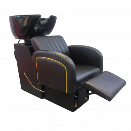 Set mobilier frizerie barber shop cu scafa, scaun, Oglinda LED, Negru Gold [5]