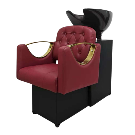 Set Mobilier Frizerie Rosu Bordo & Auriu – Scafă + 2 Scaune coafor rosii de Lux [1]