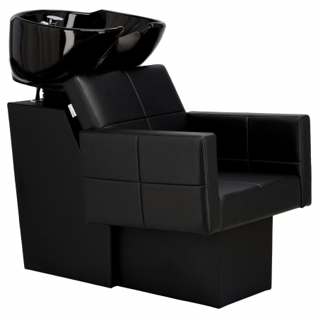 Set mobilier pentru salon coafor cu scafa profesionala, 2 scaune frizerie si Oglinzi LED, Negru cu Argintiu [3]