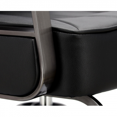 Set mobilier salon coafor cu scafa profesionala, 2 scaune frizerie si Oglinzi LED, Negru cu Argintiu [4]