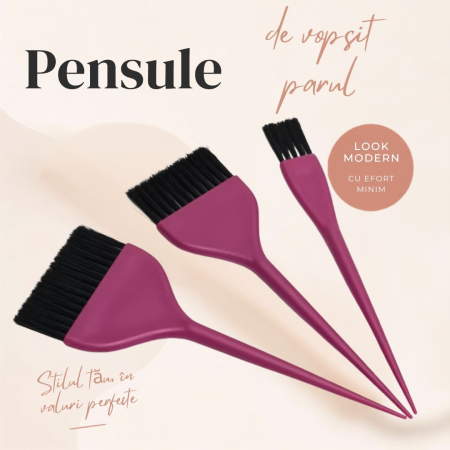 Set pensule de vopsit parul, profesionale, 3 bucati, burgundy [4]
