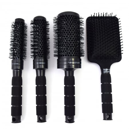 Set perii de par Ghepard, SK4GR, 4 bucati, nano ceramice, negre, rotunde, antistatice, pentru frizerie coafor [2]
