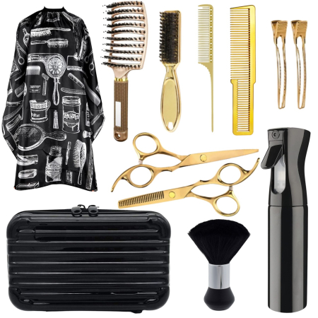 Coafor si Frizerie - Set profesional frizerie Ardette, 12 piese, cu accesorii complete pentru tuns, Geanta transport inclusa