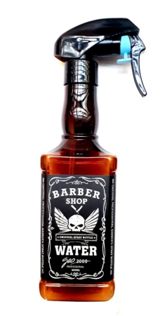 Set pulverizator imitatie sticla whisky cu brici metalic pelerina pieptene barba [3]