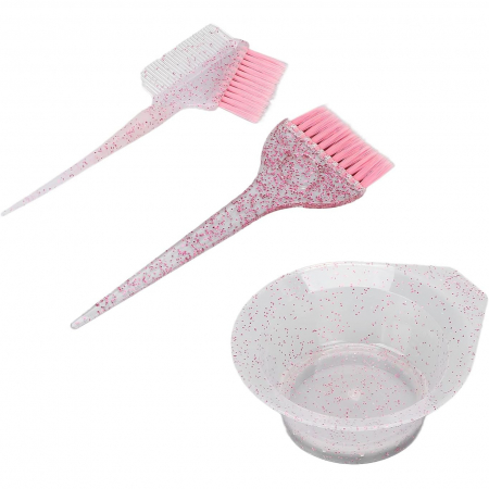 Accesorii pentru vopsit parul - Set vopsit par cu bol vopsea si 2 pensule de vopsit parul · roz