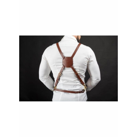 Sort frizerie barber unisexverde denim cu buzunare din piele [2]