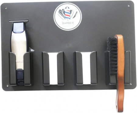 Suport de perete pentru masini de tuns, organizator frizerie, negru, 48x33cm [7]