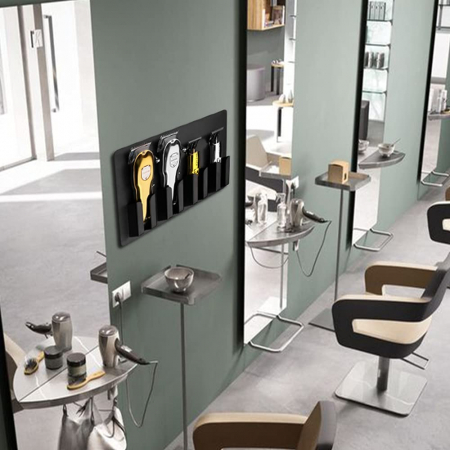 Suport de perete pentru masini de tuns, organizator frizerie, negru, 48x33cm [4]