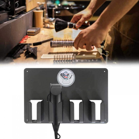 Suport de perete pentru masini de tuns, organizator frizerie, negru, 48x33cm [6]