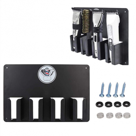 Organizatoare si Covorase - Suport de perete pentru masini de tuns, organizator frizerie, negru, 48x33cm