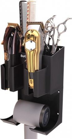 Suport de perete pentru uscator, 2 masini de tuns, organizator frizerie [7]