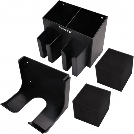 Suport de perete pentru uscator, 2 masini de tuns, organizator frizerie [8]