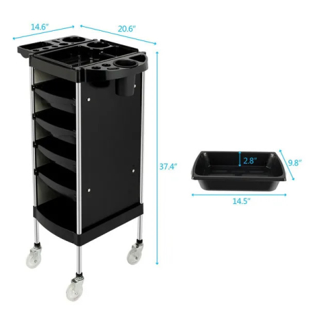 Ucenic frizerie 5 sertare pentru coafor, barber shop, BR016, negru [1]