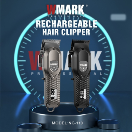 WMARK NG-119 – Mașină de tuns profesională Zero Gapped, 440C Stainless Steel, 7000 RPM, 240 min autonomie - Gri [4]