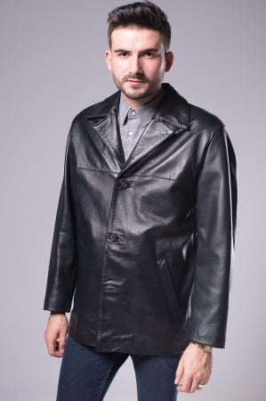 Haine piele Bărbați - Sacou din piele naturală, clasic, nasturi, buzunare laterale, multicoloră