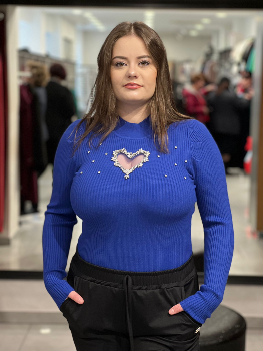 Bluza dama albastra model inimă [1]