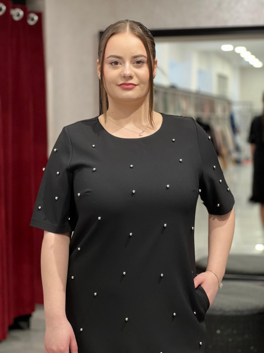 Rochie neagră cu pene și mărgele 306 [2]