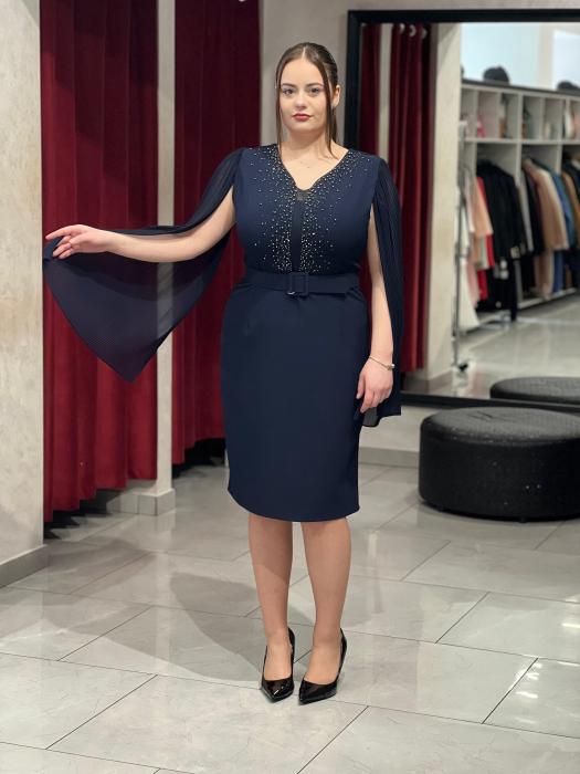 Rochie bleumarin cu maneci plisate Boni  [1]