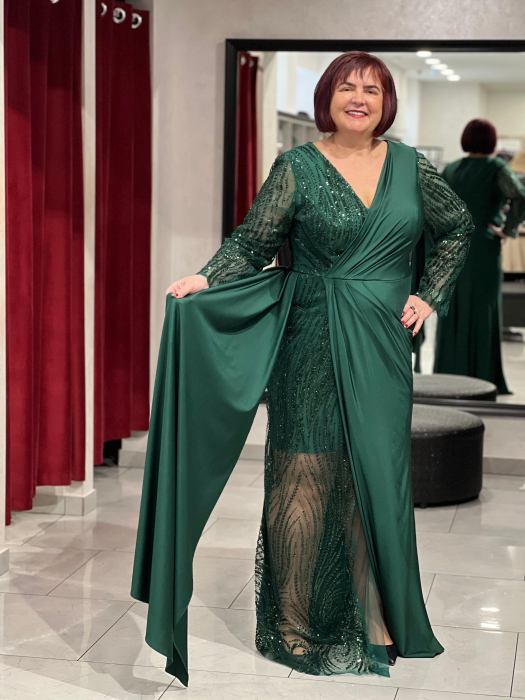 Rochie lunga verde cu trena 2277 [2]