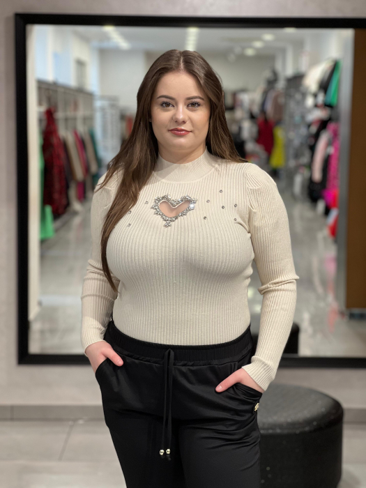 Bluza dama bej model inimă [1]