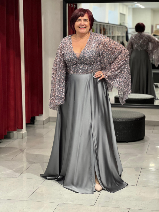 Rochie satinată cu maneci deosebite 9048 [1]