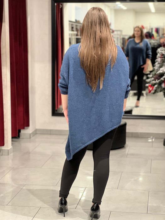 Pulover bleumarin asimetric cu colț [3]