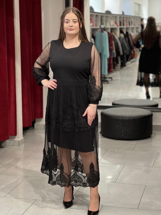 Rochie neagra tulle cu dantela Line [3]