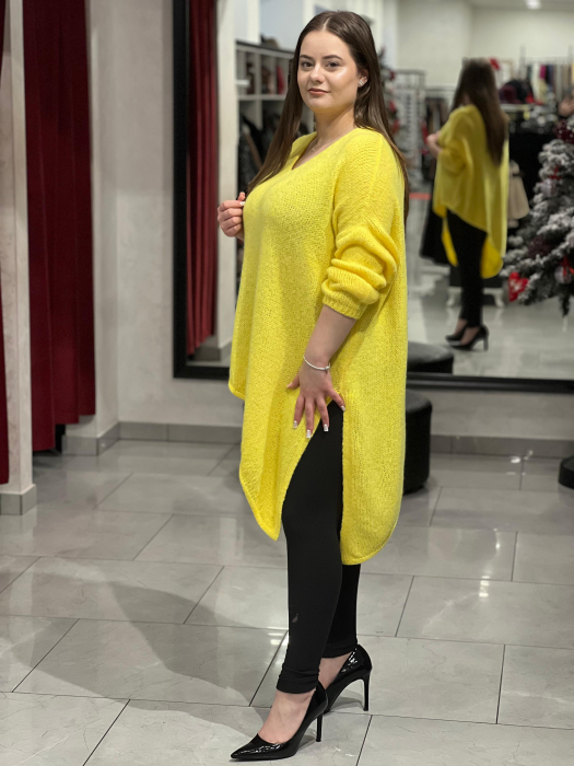 Pulover galben asimetric cu colț [2]
