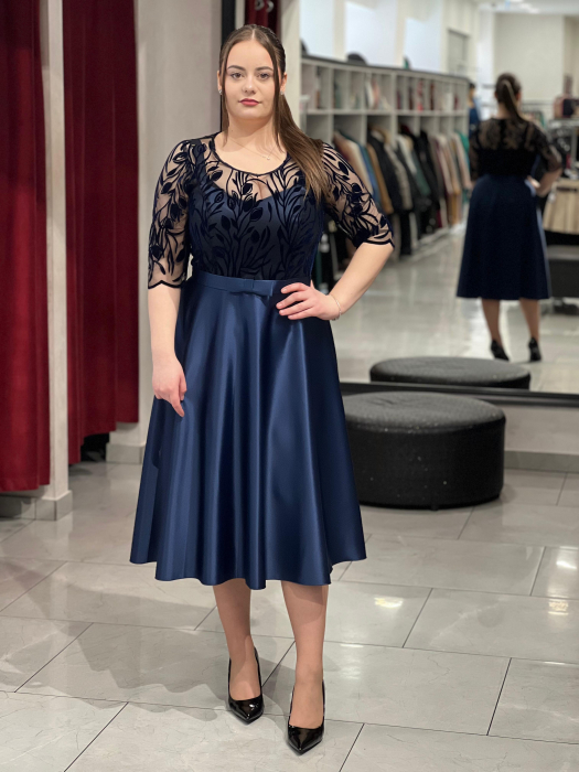 Rochie bleomarin tulle si tafta satinata mod.528 [1]
