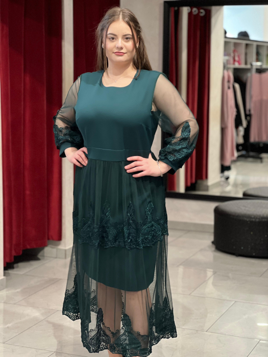 Rochie verde tulle cu dantela Line [2]
