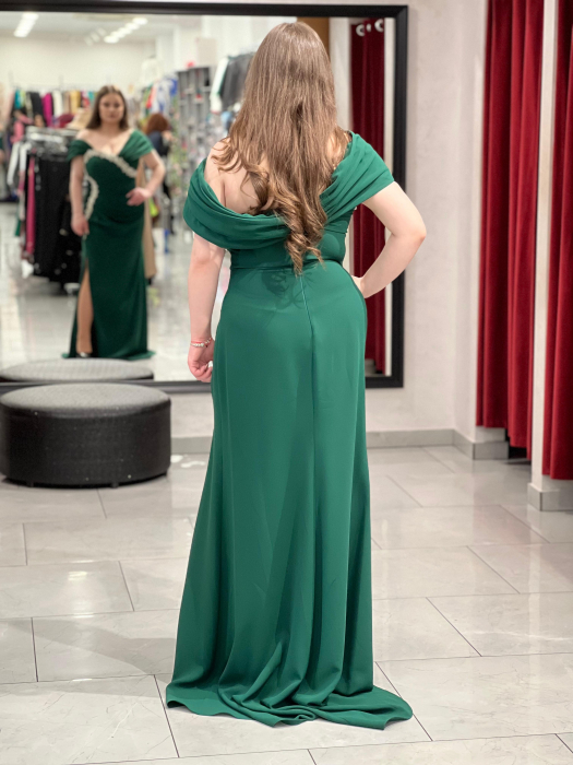 Rochie lunga verde cu strasuri 7032 [4]