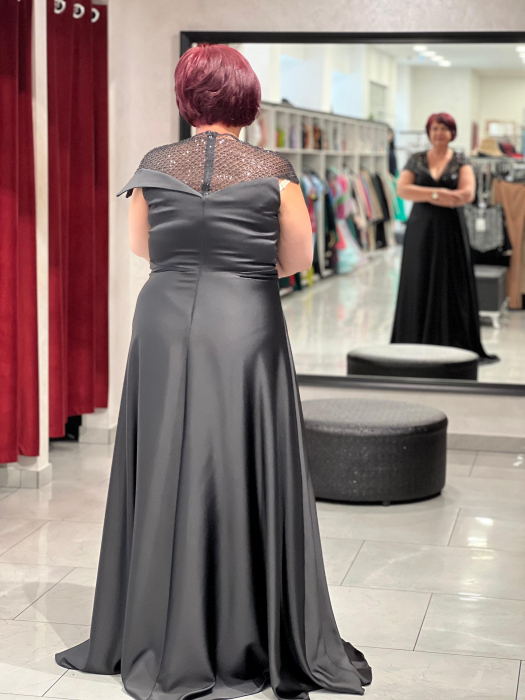 Rochie neagra satinată 9058 [3]