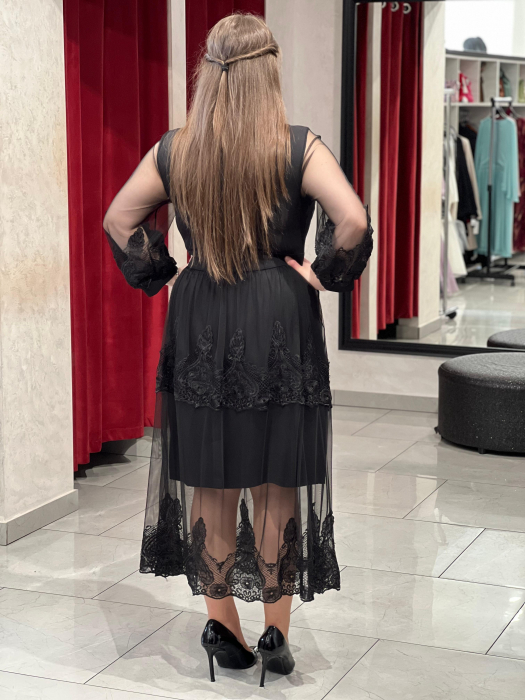 Rochie neagra tulle cu dantela Line [6]