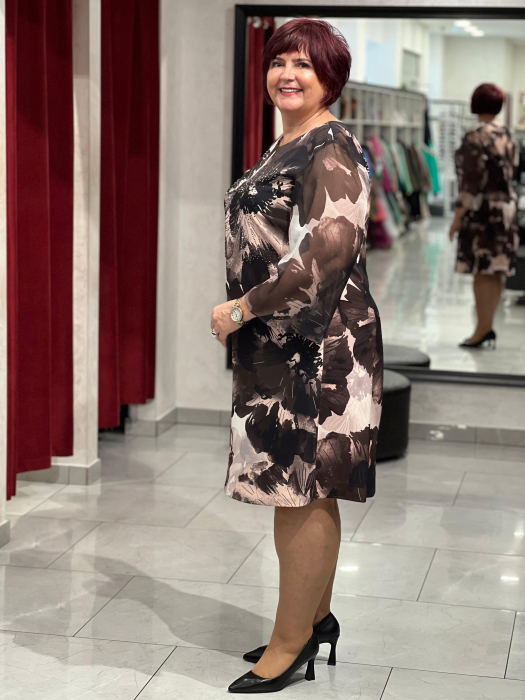 Rochie scurta cu model floral si strasuri 9855 [3]