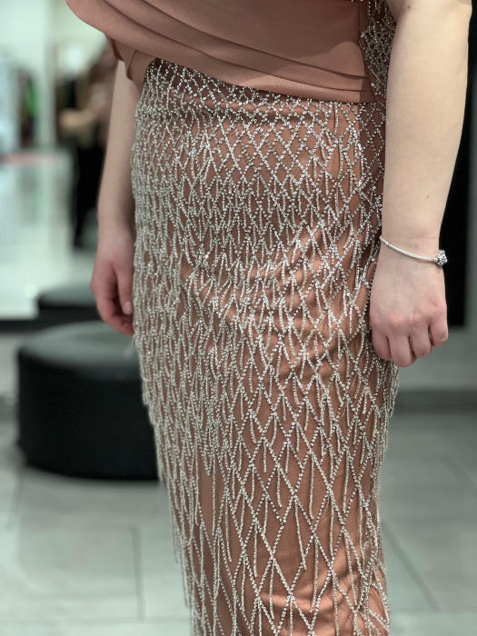 Rochie lunga roz cu franjuri 5867 [4]