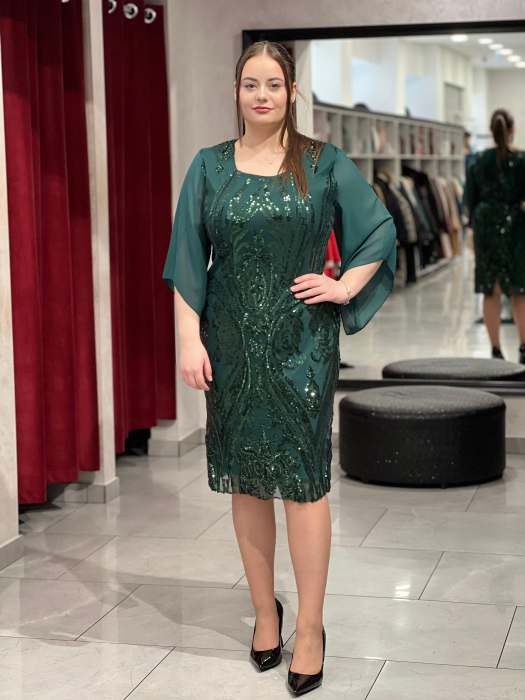 ​​​​​​​Rochie scurta verde cu paiete  [1]