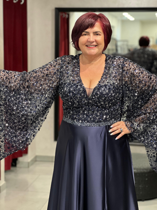 Rochie satinată cu maneci deosebite 9048 [2]
