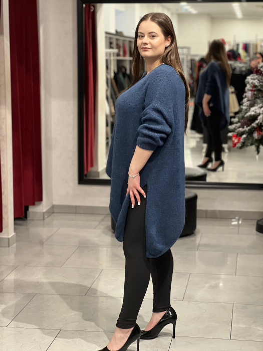 Pulover bleumarin asimetric cu colț [2]