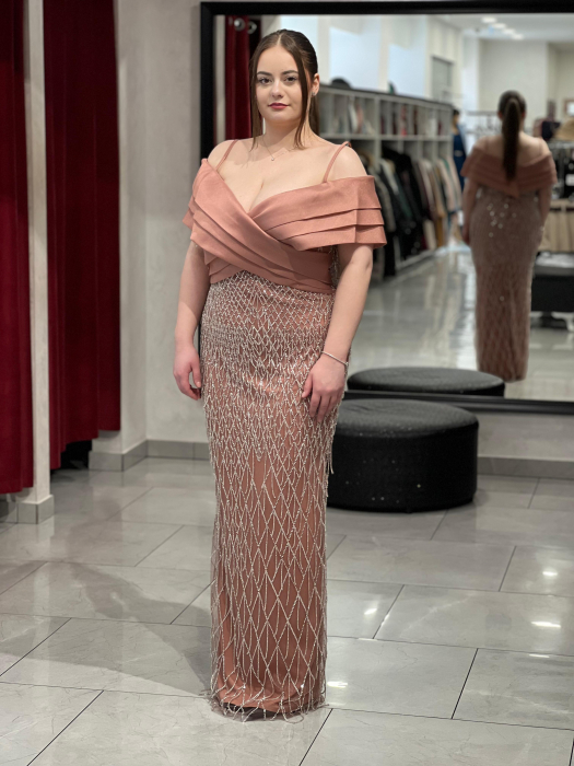Rochie lunga roz cu franjuri 5867 [1]
