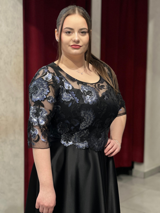 Rochie neagra cu paiete bleumarin mod.555 [2]
