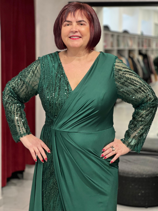 Rochie lunga verde cu trena 2277 [3]