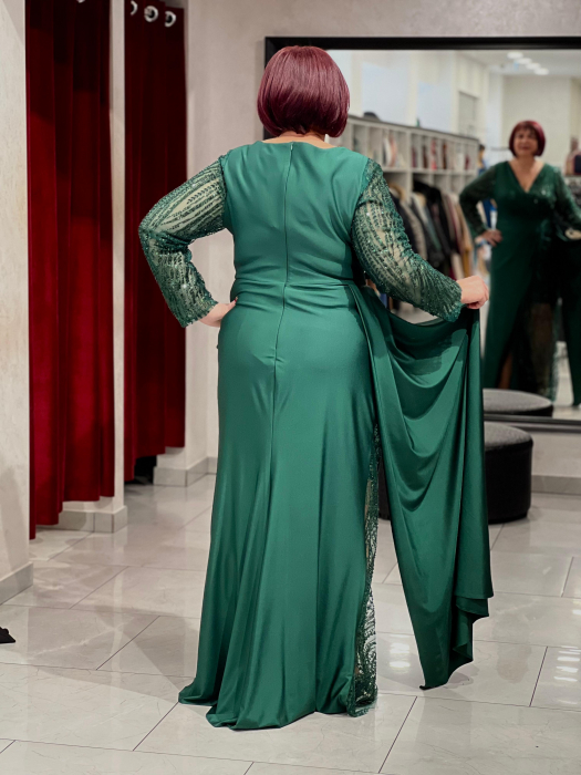 Rochie lunga verde cu trena 2277 [5]