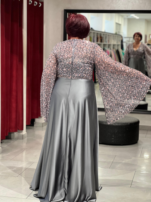 Rochie satinată cu maneci deosebite 9048 [3]