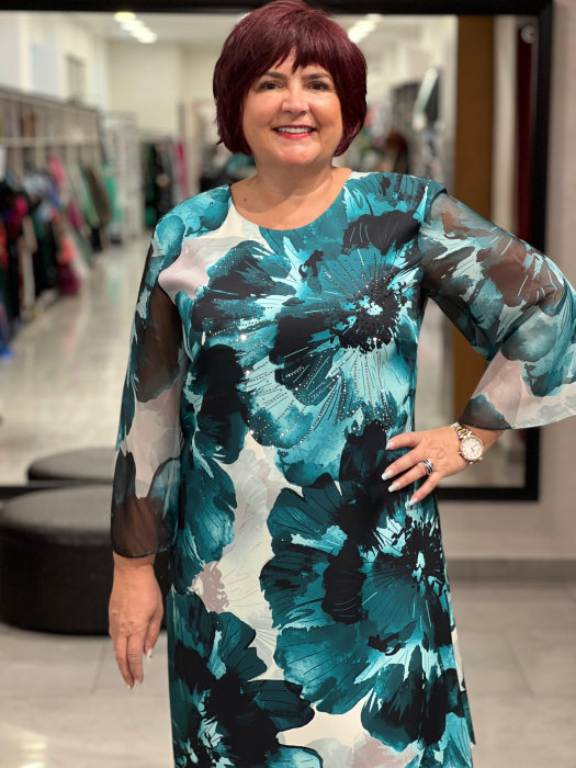 Rochie scurta cu model floral si strasuri 9855 [2]
