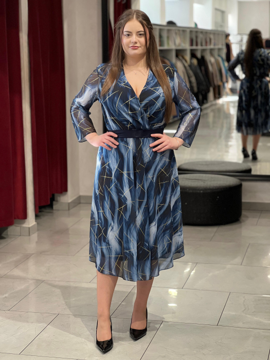 Rochie albastra cu auriu 8110 [1]
