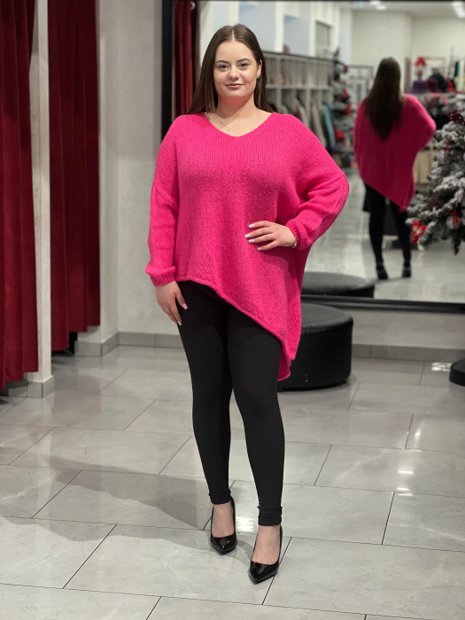 Pulover roz asimetric cu colț [1]