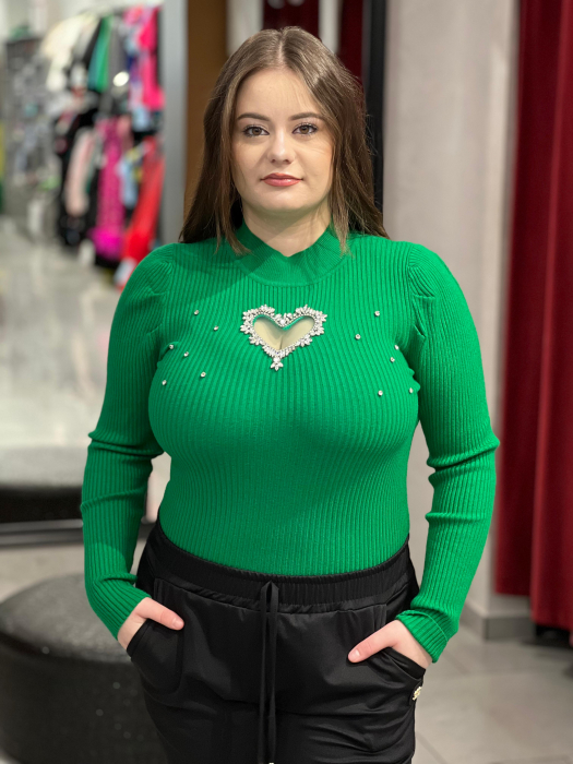Bluza dama verde model inimă [1]