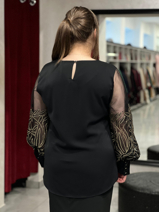 Bluză neagra cu tulle Linda [5]