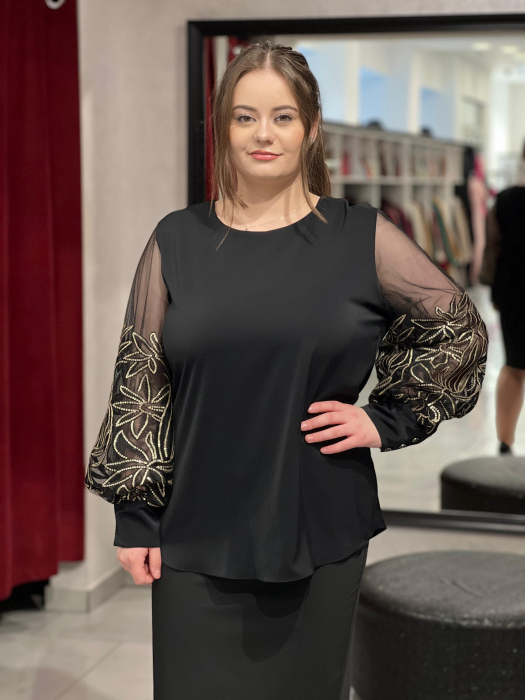 Bluză neagra cu tulle Linda [2]